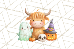 Halloween Highland Cow Clipart PNG, Cute Cow Png Product Image 3