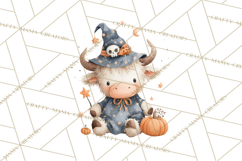 Halloween Highland Cow Clipart PNG, Cute Cow Png Product Image 4