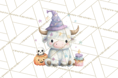 Halloween Highland Cow Clipart PNG, Cute Cow Png Product Image 5