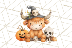 Halloween Highland Cow Clipart PNG, Cute Cow Png Product Image 4