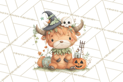 Halloween Highland Cow Clipart PNG, Cute Cow Png Product Image 4