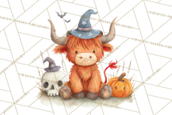 Halloween Highland Cow Clipart PNG, Cute Cow Png Product Image 5