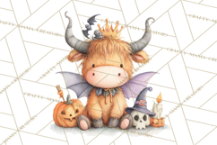 Halloween Highland Cow Clipart PNG, Cute Cow Png Product Image 4