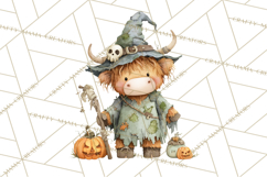 Halloween Highland Cow Clipart PNG, Cute Cow Png Product Image 5