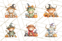 Halloween Highland Cow Clipart PNG Product Image 2