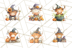 Halloween Highland Cow Clipart PNG Product Image 4