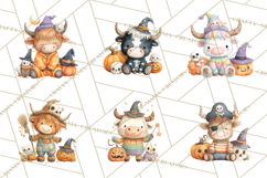 Halloween Highland Cow Clipart PNG Product Image 5