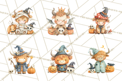 Halloween Highland Cow Clipart PNG Product Image 6