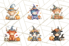 Halloween Highland Cow Clipart PNG Product Image 8
