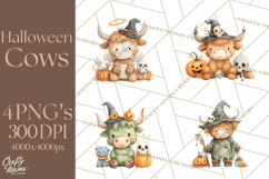 Halloween Highland Cow Clipart PNG, Cute Cow Png Product Image 1