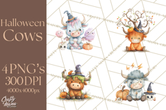 Halloween Highland Cow Clipart PNG, Cute Cow Png Product Image 1