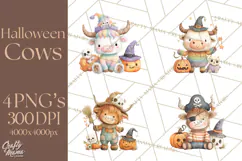 Halloween Highland Cow Clipart PNG, Cute Cow Png Product Image 1