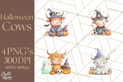 Halloween Highland Cow Clipart PNG, Cute Cow Png Product Image 1