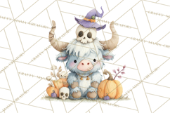Halloween Highland Cow Clipart PNG, Cute Cow Png Product Image 3