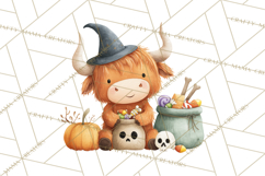 Halloween Highland Cow Clipart PNG, Cute Cow Png Product Image 4