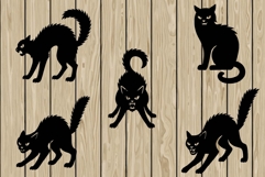 Halloween creepy cat bundle stencil silhouette SVG Product Image 1