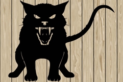 Halloween creepy cat stencil silhouette SVG Product Image 1