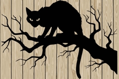 Halloween creepy cat stencil silhouette SVG Product Image 1