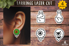 Halloween Creepy Eye Potion Earrings svg Laser cut
