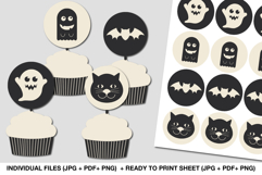 halloween party picks printable cupcake toppers set