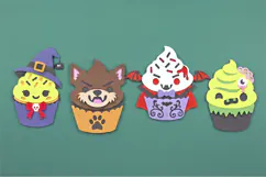 Spooky Halloween Monster Cupcakes 3D SVG File Product Image 2