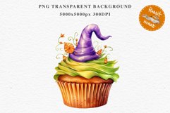 Halloween Cupcakes Spooky Cake Clipart PNG Scrapbooking Fairy Tale Art Image Watercolor Transparent Print illustration sublimation creepy printable digital file watercolor halloween cupcake, spooky party clipart, sublimation nursery, Creepy Witch art, bak