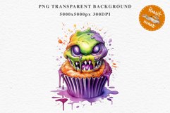 Halloween Cupcakes Spooky Cake Clipart PNG Scrapbooking Fairy Tale Art Image Watercolor Transparent Print illustration sublimation creepy printable digital file watercolor halloween cupcake, spooky party clipart, sublimation nursery, Creepy Witch art, bak
