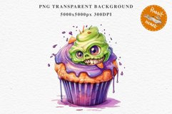 Halloween Cupcakes Spooky Cake Clipart PNG Scrapbooking Fairy Tale Art Image Watercolor Transparent Print illustration sublimation creepy printable digital file watercolor halloween cupcake, spooky party clipart, sublimation nursery, Creepy Witch art, bak