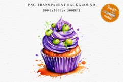 Halloween Cupcakes Spooky Cake Clipart PNG Scrapbooking Fairy Tale Art Image Watercolor Transparent Print illustration sublimation creepy printable digital file watercolor halloween cupcake, spooky party clipart, sublimation nursery, Creepy Witch art, bak