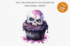 Halloween Cupcakes Spooky Cake Clipart PNG Scrapbooking Fairy Tale Art Image Watercolor Transparent Print illustration sublimation creepy printable digital file watercolor halloween cupcake, spooky party clipart, sublimation nursery, Creepy Witch art, bak
