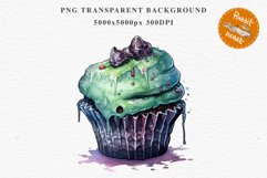 Halloween Cupcakes Spooky Cake Clipart PNG Scrapbooking Fairy Tale Art Image Watercolor Transparent Print illustration sublimation creepy printable digital file watercolor halloween cupcake, spooky party clipart, sublimation nursery, Creepy Witch art, bak