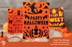 Set of 6 Halloween Card - Halloween Cutaway Card Paper Cut Product Image 2