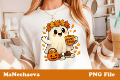 Cute Halloween Clipart | Ghost with Pumpkin Mug Sublimation Product Image 1