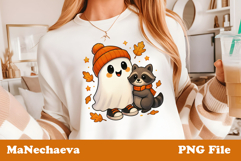 Cute Halloween Clipart | Ghost and Raccoon Sublimation Product Image 1