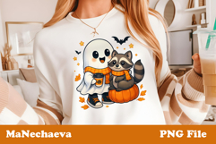 Cute Halloween Clipart | Ghost and Raccoon Sublimation Product Image 1