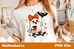 Cute Halloween Clipart | Ghost Bat Balloon Coffee PNG Product Image 1