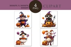 Halloween Cute Animals Watercolor Clipart PNG
