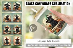 Glass Can Wraps Cute Halloween Black Cat Product Image 1