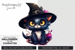 Cute Halloween black cat Clipart Png for sublimation Product Image 1