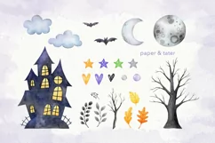 Watercolor Halloween Clipart, Cute Halloween Monsters PNG Product Image 4