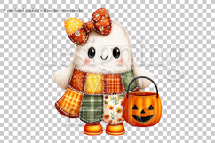 Halloween Patchwork Ghost Graphics, Halloween PNG, s1 Product Image 2