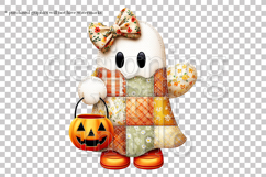 Halloween Patchwork Ghost Graphics, Halloween PNG, s1 Product Image 4