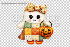 Halloween Patchwork Ghost Graphics, Halloween PNG, s1 Product Image 5