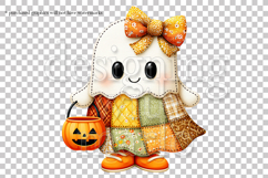 Halloween Patchwork Ghost Graphics, Halloween PNG, s2 Product Image 2