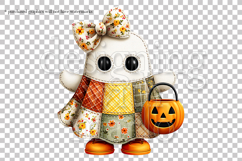 Halloween Patchwork Ghost Graphics, Halloween PNG, s2 Product Image 3