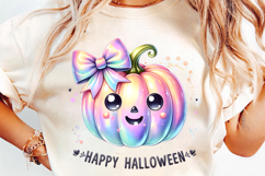halloween cute pumpkin bow ghost png, halloween girly ghost clipart, kawaii ghost with bow design, halloween pastel ghost pumpkin art, spooky cute bow ghost printable, halloween ghost sublimation png, ghost with pumpkin bow clipart, halloween girly cute d