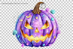 Halloween Purple Pumpkins Graphics, Halloween PNG, s1 Product Image 2