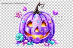 Halloween Purple Pumpkins Graphics, Halloween PNG, s1 Product Image 3