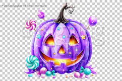 Halloween Purple Pumpkins Graphics, Halloween PNG, s1 Product Image 3
