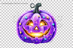Halloween Purple Pumpkins Graphics, Halloween PNG, s1 Product Image 4